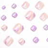 Clataly 24pcs Square Flowers Fake Nails Glossy Glitter Toe Print