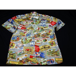 Reyn Spooner NEW! REYN SPOONER CAMP SHIRT  -M- CUBAN CIGAR SMOKE HAVANA INDIAN JAPAN USA LAWN