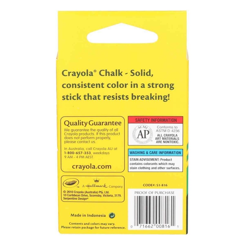 Crayola Colored Low Dust Chalk, 12Ct