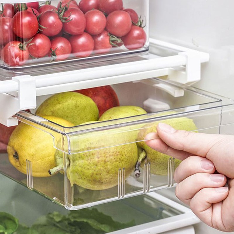 Refrigerator Drawer Large Capacity Transparent Rectangular Fridge Under Shelf Drawer