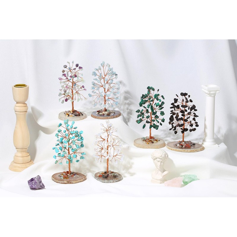 XIANNVXI Healing Crystal Aquamarine Tree,Aquamarine Crystal Gifts for Women Men,Tumbled