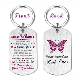EE&YU Great Grandma Keyring Gifts - Love Great Grandmother Birthday Keyring from Grandkids Grandson Granddaughter