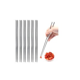 5 Pair Stainless Steel Chopsticks - Reusable, Healthy and Durable - Dishwasher Safe - Metal, Lightweight Non-Slip & Easy to Use - Japanese Style Set