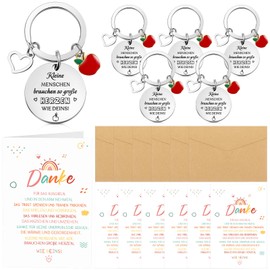 Otuuz 6 Sets Thank You Gifts for Teacher Teacher Including Teacher Keyring with Apple Pendant and Rainbow Thank You Cards with Envelopes Farewell Gift for Teacher Nursery Nursery, red