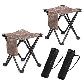 TRIPLE TREE 2 Pack Camping Stool, 13.8 Inch Camouflage Portable Folding Stool for Outdoor Walking Hiking Fishing 400 LBS Capacity with Carry Bag