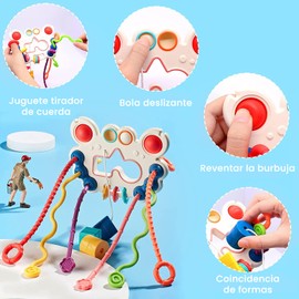 JIUS@FF Divertido Juguete Sensorial De Silicona para Niños, Juguete De Actividad De Cuerda De Tracción De Silicona Alimentaria Sin BPA, Juguete De Motricidad Fina para Niños