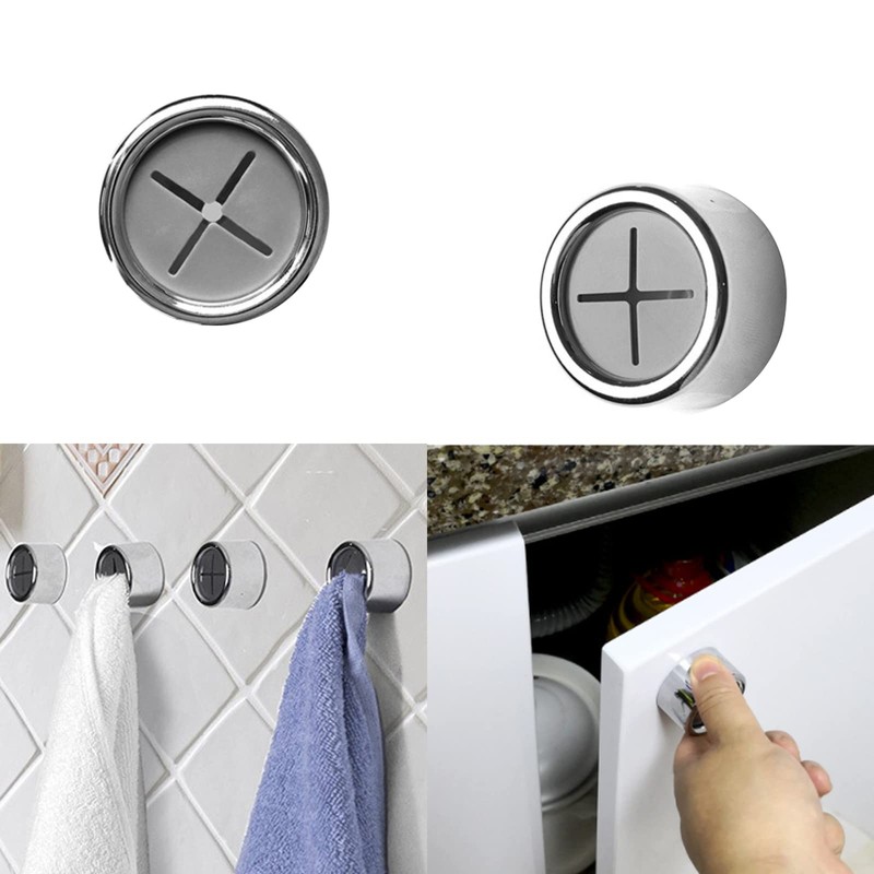 Junwapy 6Packs Kitchen Towel Hooks, Round Self Adhesive Wall Mount