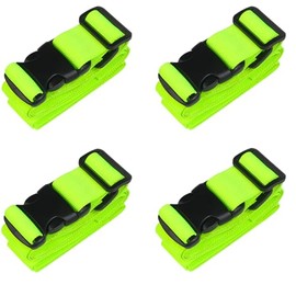 MAGARROW 2" Utility Luggage Straps with Buckle Adjustable, 4-Pack (Neon Green, 2 in x 9.5 ft)