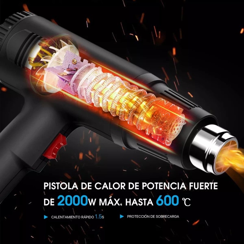 Monstyle Pistola De Calor Eléctrica Temperatura Ajustable 4 Boquillas