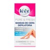 Veet Pure & Fresh, Bandas de Cera Depilatoria, Piernas y