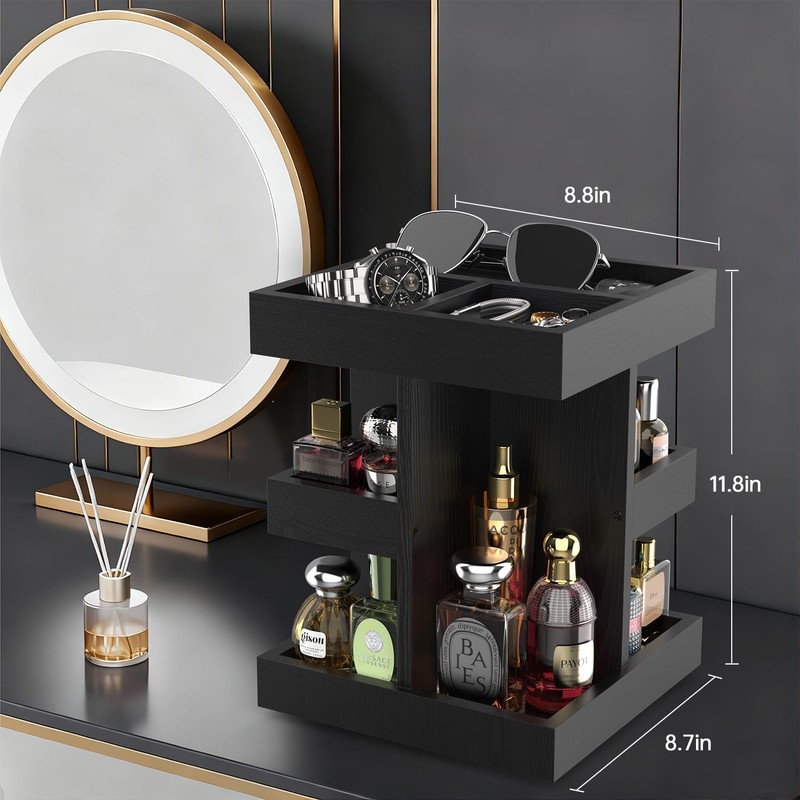 Cologne Organizer for Men Rotating Bathroom Counter Organizer, 3-Tier Solid