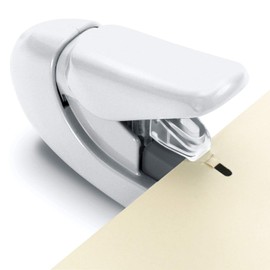 Plus Paper Clinch Compact Staple-Free Stapler, Ivory White