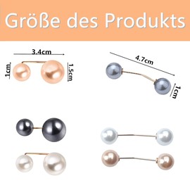 Norhogo Pack of 12 Pearl Brooch Collar Clip Beads Cardigan Brooch Dress Rhinestone Boutonniere Brooch Clip Jewellery for Gifts Women Girls in 2 Designs (Beige, Champagne, Grey), Metal