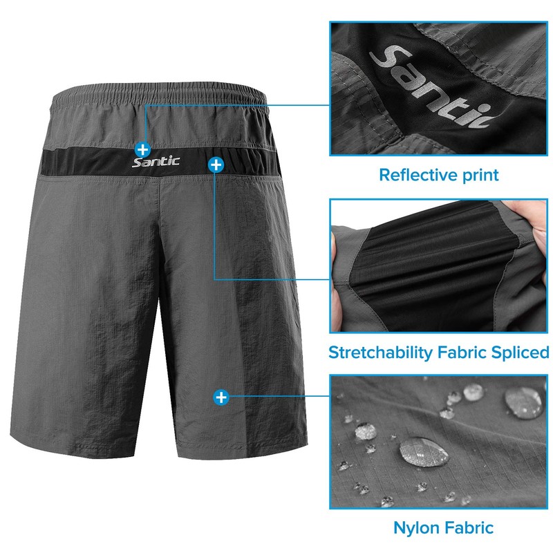 Santic Pantalones cortos para bicicleta de montaña con acolchado 3D