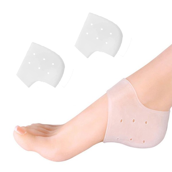 MICPANG Heel Protectors Heel Cups Cushion Pads Heel Inserts for Women and Men Gel Sleeve Moisturizing Protective Socks for Plantar Fasciitis, Heel Pain & Cracked Heel