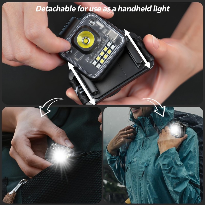 Headlamp Rechargeable 4Pack, 3000 Lumen Ultra-Light Bright Headlamp Flashlight, Clip-on