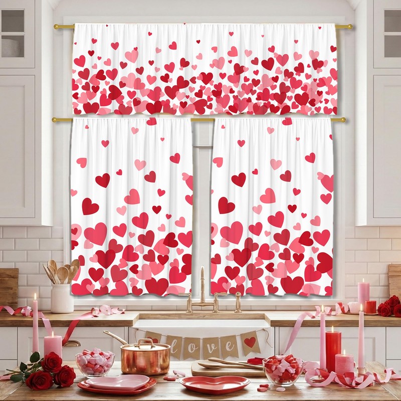 Valentine's Day Kitchen Curtains for Windows, Valentines Day Kitchen Decor