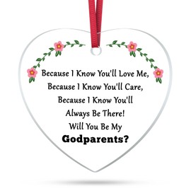 Rehykoy Acrylic Hanging Ornament Godparents Proposal Gift Baptism Gifts for Godparents Christmas Ornament