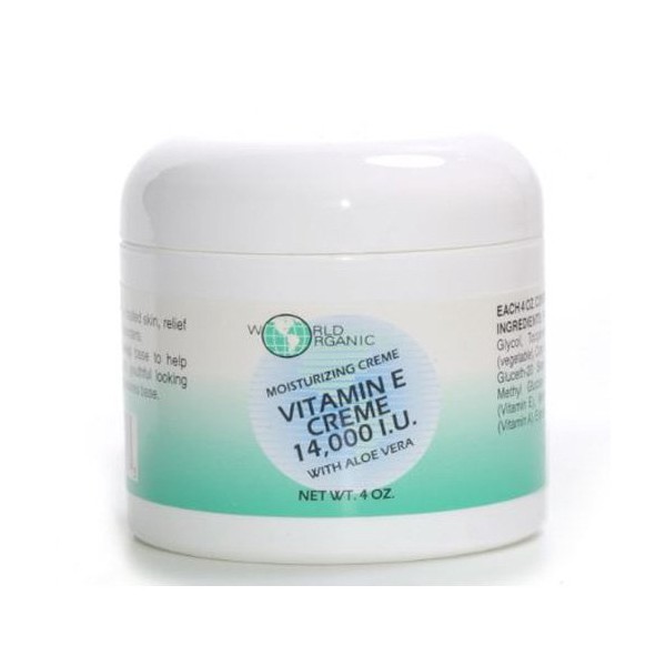 World Organic Vitamin E Cream - 14000 IU - 4 oz