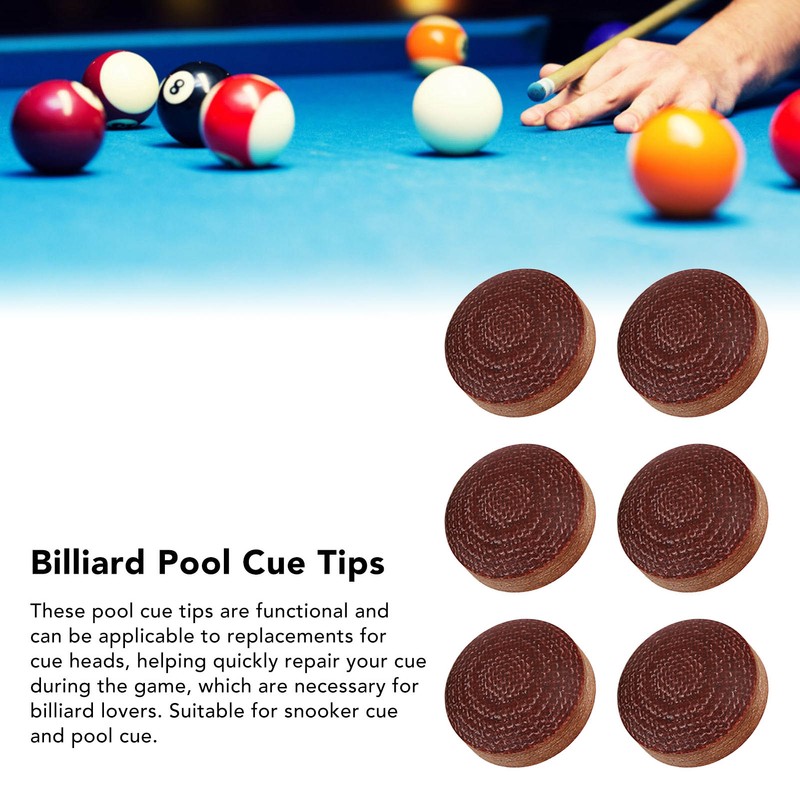 6pcs Billiard Pool Cue Tips 14mm Crystal Pool Cue Tips