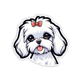 Maltese Puppy Dogs Sticker | Dog Lover Animal Stickers Decal | for Car, Notebook, Water Bottle | 5 Inches…