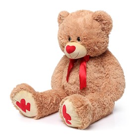 MaoGoLan Giant Teddy Bear 35" Stuffed Animal - Red Heart Footprints Big Teddy Bear Plush for Valentines Gift,Anniversary,Long Distance
