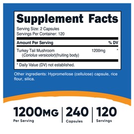 Nutricost Turkey Tail Mushroom Capsules 1200mg, 60 Servings (120 Capsules) - Gluten Free, Non-GMO, and Vegetarian Friendly