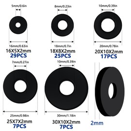 85Pcs Flat Rubber Washers Assortment Kit,16/18/20/25/30mm Black Washer,Vibration Absorbing Pads Sealing Rubber Washers for Faucets Garden Bolts Screws Hose Plumbing Shower Head- 5 Sizes