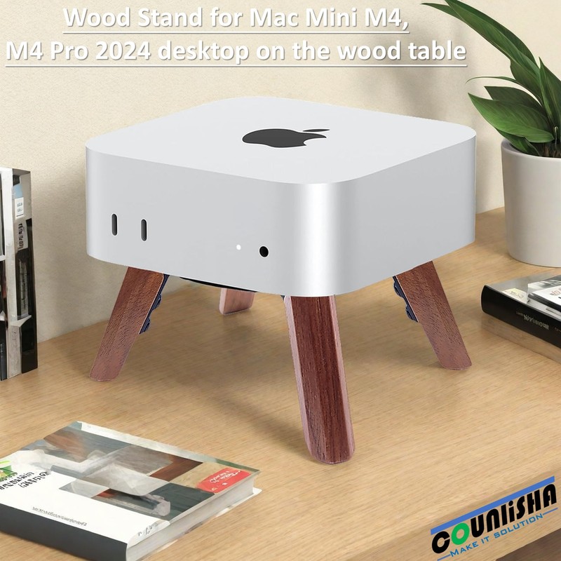Real Wood Mount for Mac mini M4,M4 Pro 2024,Secure Durable