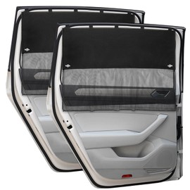 DIZA100 Car Window Shade for Baby, 2 Pack Half Blackout & Half See-Through Magnetic Car Sun Shades for Rear Window with Fixed Suction Cups,Car Window Curtain for Sun/Heat/UV Protection