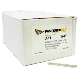 FastenerUSA 1/4" LEG x 20GA GALV A11/T50 STAPLES 100,000ct | A11-14C20