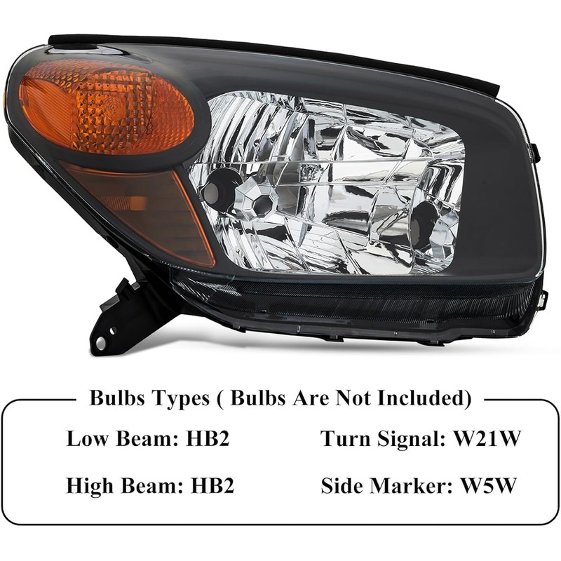 Headlights Assembly Pair for 2004 2005 Toyota RAV4 Headlamps Head