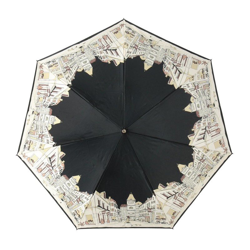Moonbat (Dax) Rain Umbrella, Folding Umbrella, Satin, Cityscape 21-125-11109-02, Black,