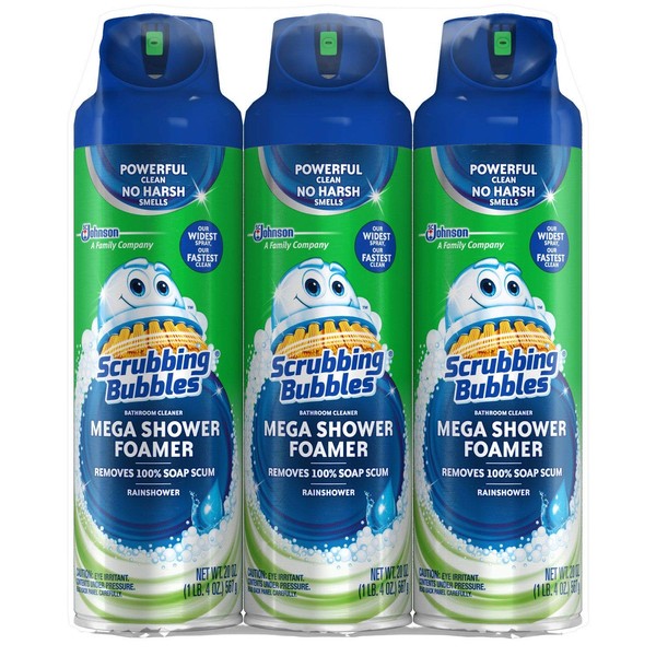 Scrubbing Bubbles Mega Shower Foamer With Ultra Cling Bulk Bathroom Cleaner 20 Ounce (Pack of 3)