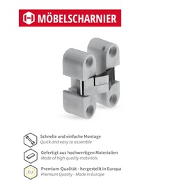 Gedotec Pot Hinge Invisible Door Hinge Cabinet Door Furniture Hinge for Box Door - H1964 | Brass Grey Matt | Cabinet Hinge for Inlet Wood | 11 x 33 mm | 1 Piece - Door Hinge for Furniture Cabinets