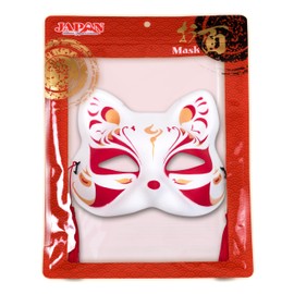 Clear Stone Japanese Style Mask Cat Half Face White Flame Unisex White