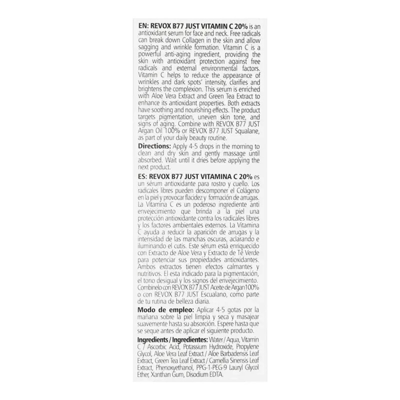 Sérum Vitamina C 20% Revox B77 Just día de 30mL