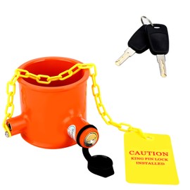 OPL5 5th Wheel King Pin Lock,Anti Theft Secure Trailer Kingpin Lock for RVs, Container Trailers and Campers with Handles Warning Tag,3 Keys for Semi Trailers RVs