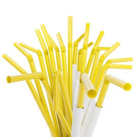 Paper Wrapped Plastic Flexible Drinking Straws - 7.75" x 0.23" (250, Yellow)