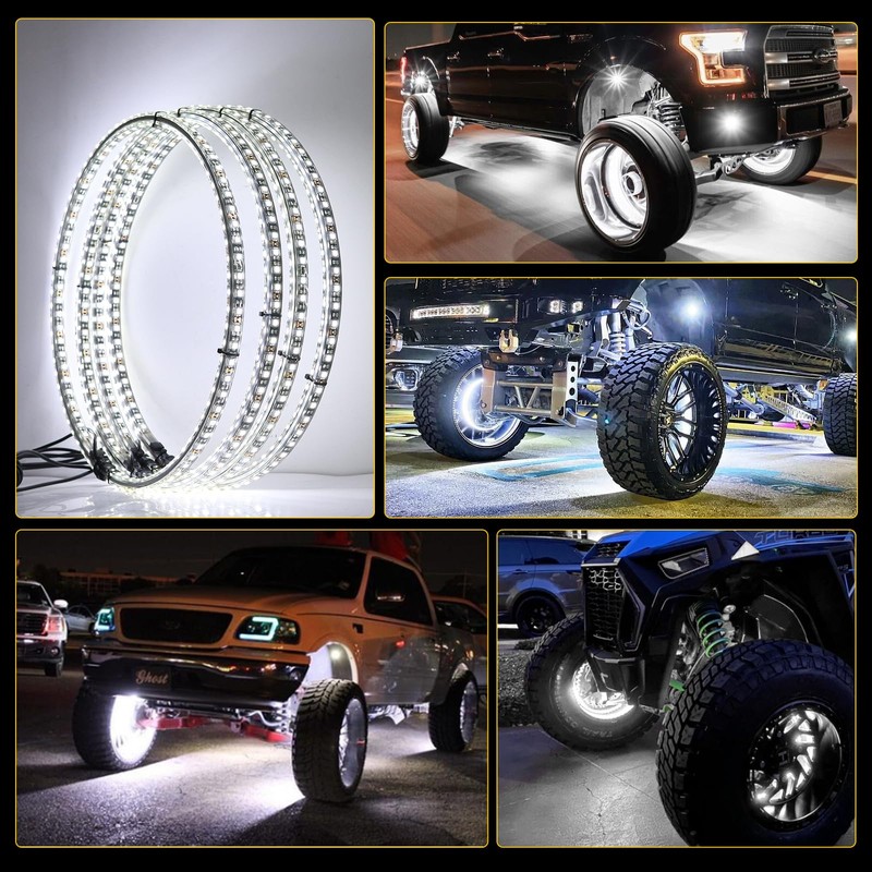Beatto 14 inch Bright White Double Row Wheel Lights, Pure