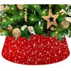 FCSJOST Christmas Red Tree Collar Round Sequin Christmas Tree Skirt