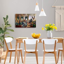 A&T ARTWORK Scene at the Signing of the Constitution of the United States.The World Classic Art Reproductions.Giclee Prints Canvas Wall Art for Home Decor.24X16 inches
