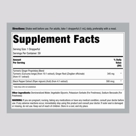 Piping Rock Turmeric and Ginger Liquid Drops | 2 Fl Oz | Tincture Supplement with Black Pepper Extract | Vegan, Non-GMO, Gluten Free