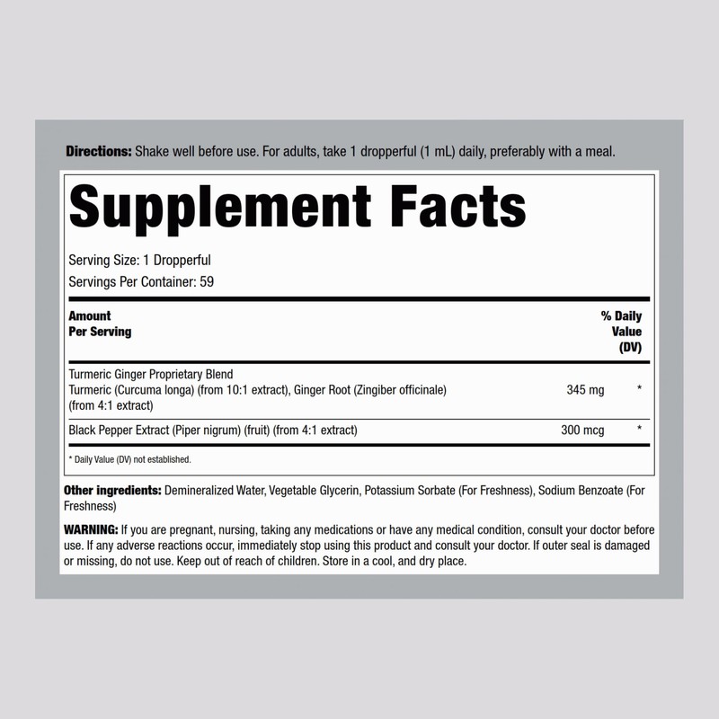Piping Rock Turmeric and Ginger Liquid Drops | 2 Fl
