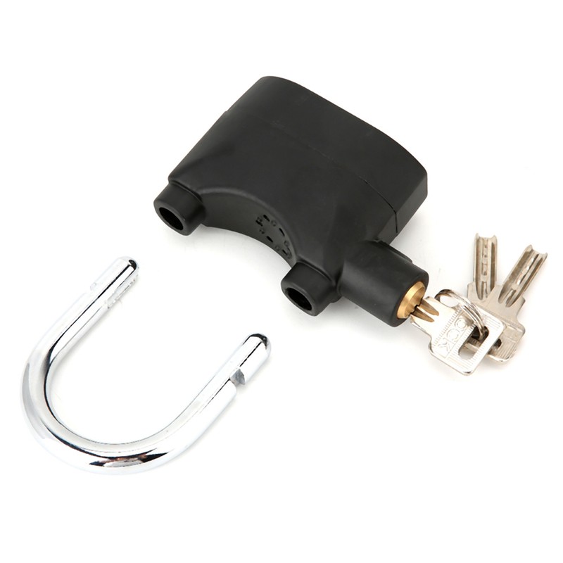 Black Anti Theft Security Padlock Waterproof Siren Alarm Lock for