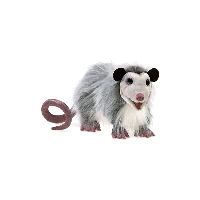 Folkmanis Opossum Hand Puppet, Gray, Black, Brown, 1 EA