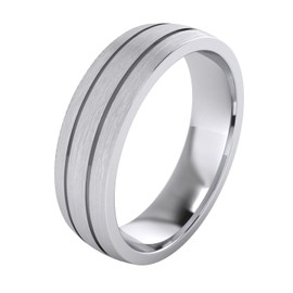 Heavy Solid Sterling Silver 6mm Unisex Wedding Band Comfort Fit Domed Ring Two Grooves Brushed Surface (9.5)