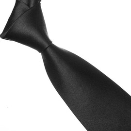 Formal Wedding Groomsmen Solid Colour Mens Silk Satin Tie Regular Size Necktie (Black)