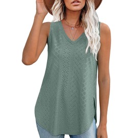 Cute Tops for Women Sleeveless Casaul Soft Loose Stretchy Tank Tops Green XL