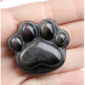 YATOJUZI 1.5" Silver Obsidian Cat Natural Crystals and Healing Stones Worry Stones for Anxiety Relief Items Reiki Crystal Gemstones Stress Relief Cat Gifts for Women Cat Lovers